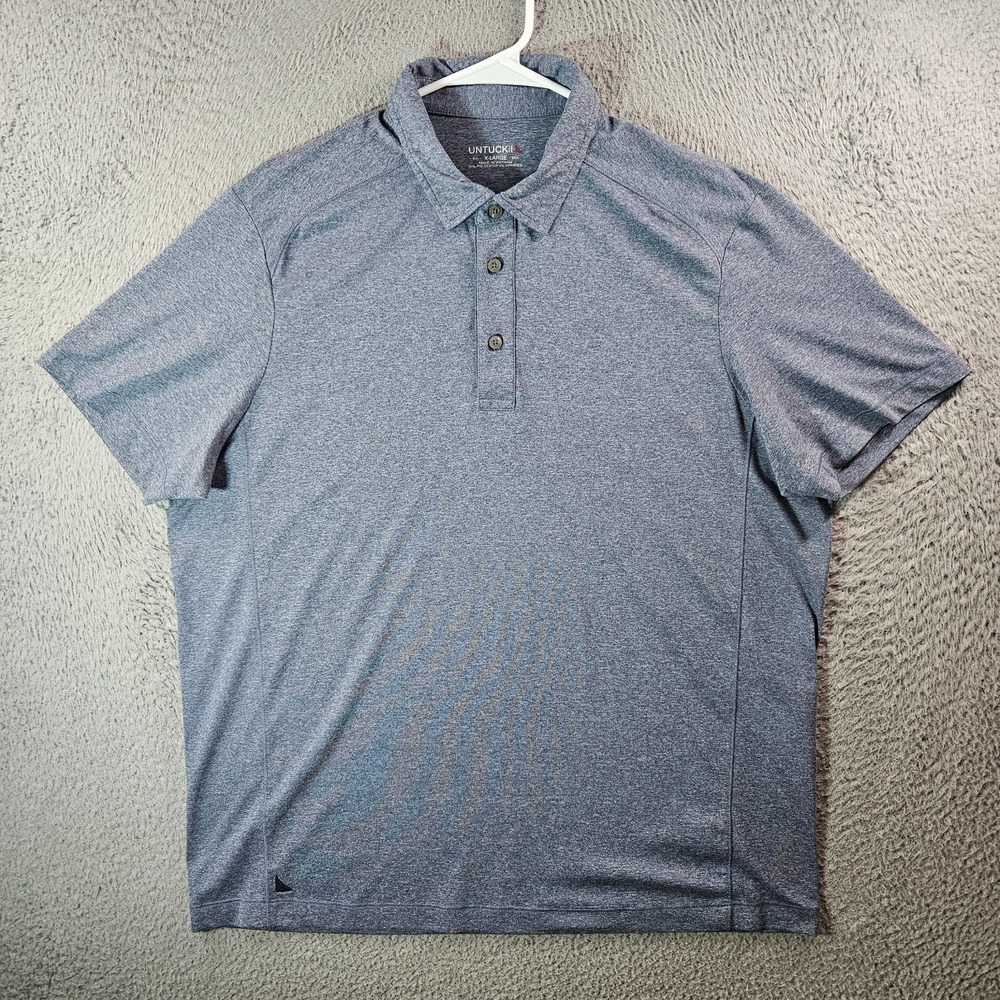 Untuckit Polo Shirt Men XL Short Sleeve Gray White Stretch